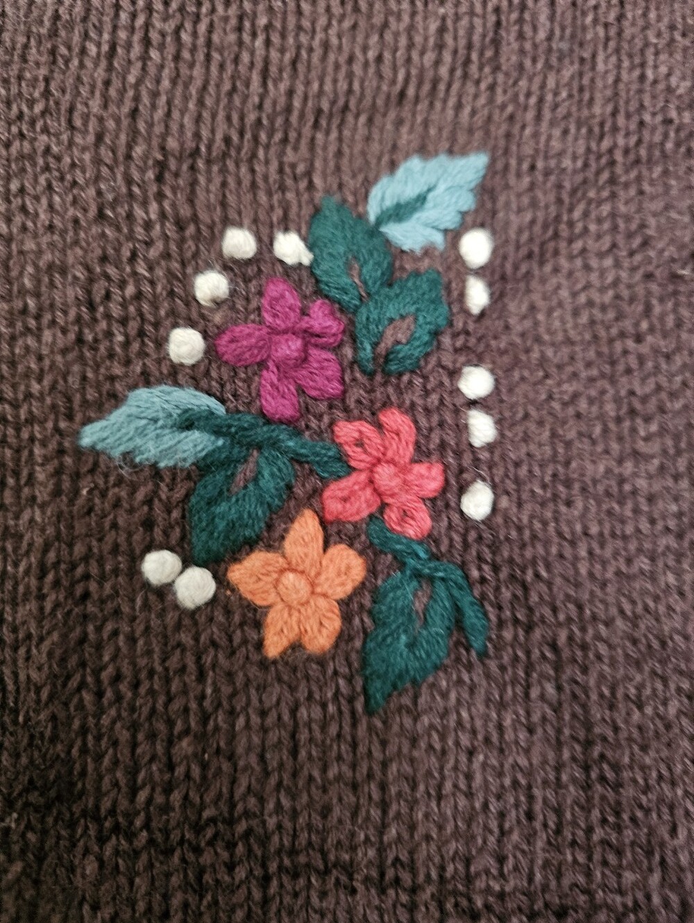 Christopher & Banks Vintage Hand Embroidered Floral Knit Vest M - Picture 5 of 7